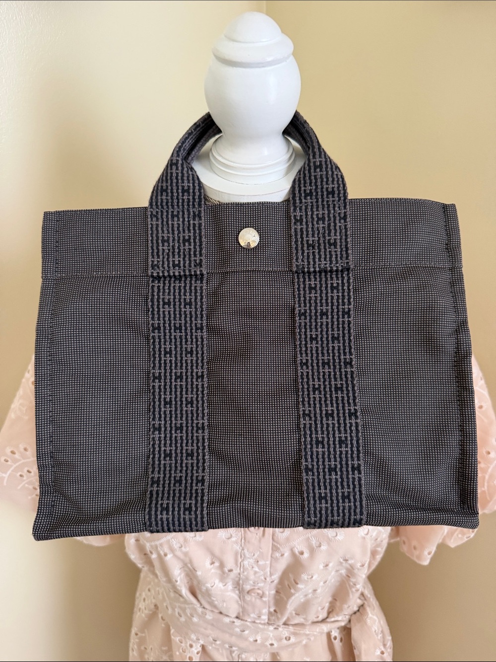 Hermes Paris mini  Tote with Patterned Webbing Handles